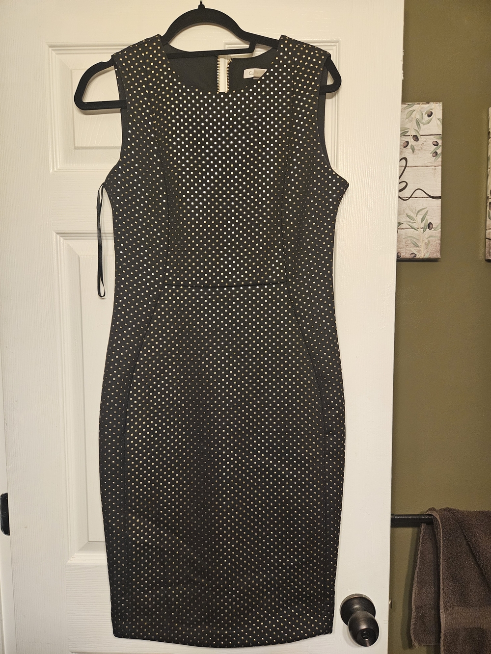 Calvin Klein Black Dress with Gold Polka Dots